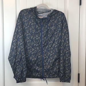 Columbia Blue and Tan Floral Windbreaker
